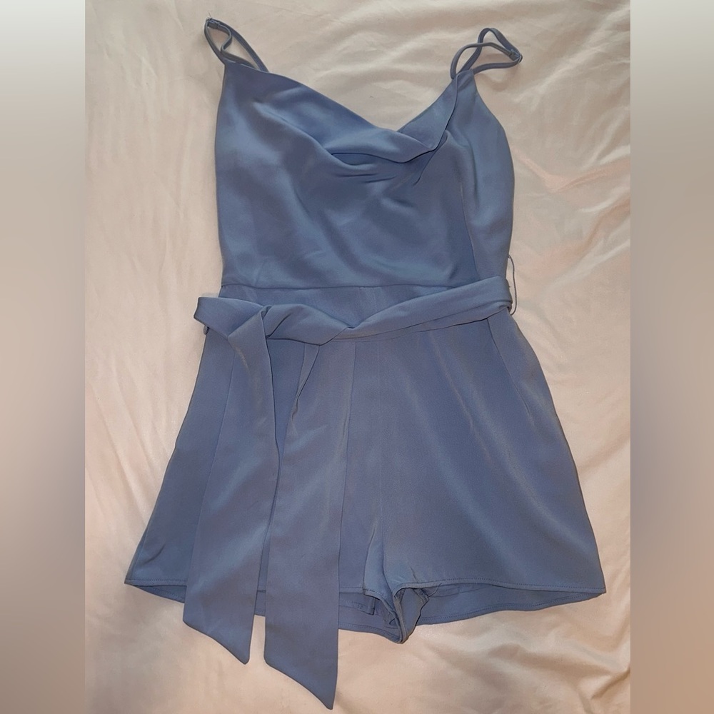 SKY BLUE SLOUCH NECK ROMPER